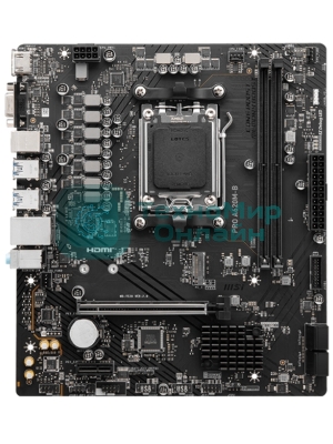 Материнская плата MSI PRO A620M-B, AM5, AMD A620, 2xDDR5, 4xSATA, 1xM.2 (PCIe 4.0 x4), 1xPCIe 4.0 x16, 1xPCIe 3.0 x1, 1xHDMI, 1xVGA, 1x2.5Gb LAN, 6xUSB-A 5Gbps, 6xUSB-A 2.0, 3x3.5 мм, 7.1, mATX