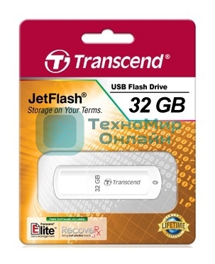 Флешка USB Transcend JetFlash 370 (TS32GJF370), 32Gb, USB 2.0, R/W 12/5, белый