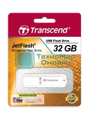 Флешка USB Transcend JetFlash 370 (TS32GJF370), 32Gb, USB 2.0, R/W 12/5, белый