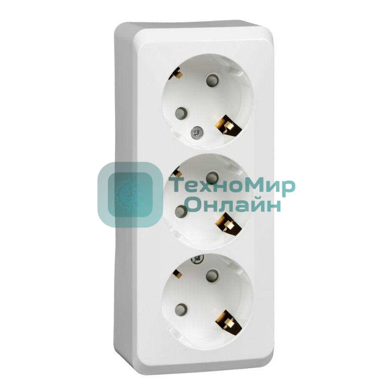 Розетка 3-м ОП Этюд 16А 250В защ. шторки с заземл. белый SchE PA16-012B