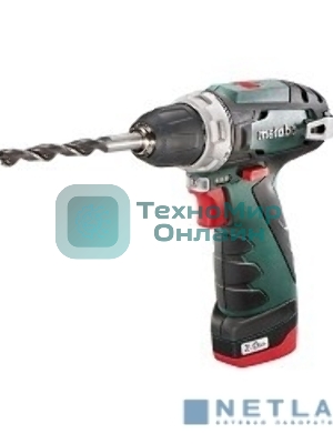 Дрель-шуруповерт Metabo PowerMaxx BS 600984500, 12 В, 2 Ач, 34 Нм, щеточный