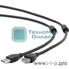 Кабель Cablexpert USB2.0 Pro CCF2-USB2-AMAF-6, AM/AF, 1.8м, экран, 2феррит.кольца, черный, пакет