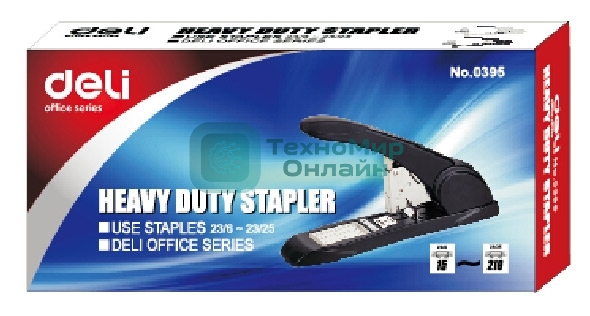 Степлер мощный Deli E0395 23/6 23/8 23/10 23/13 23/15 23/17 23/20 23/23 (210 листов), ассорти, 100 скоб, коробка