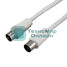 Шнур Rexant ТВ гнездо - ТВ штекер, длина 3 метра, белый