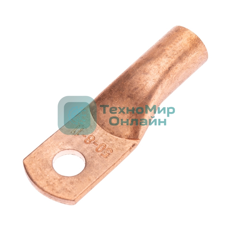 Наконечник медный Rexant ТМ 50-8-11 (50 мм² - Ø8 мм) (в упак. 100 шт.)