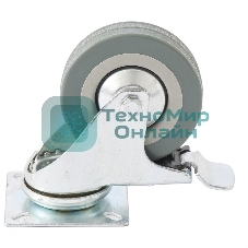 Колесо поворотное Сибртех с тормозом d-75 мм крепление  платформенное