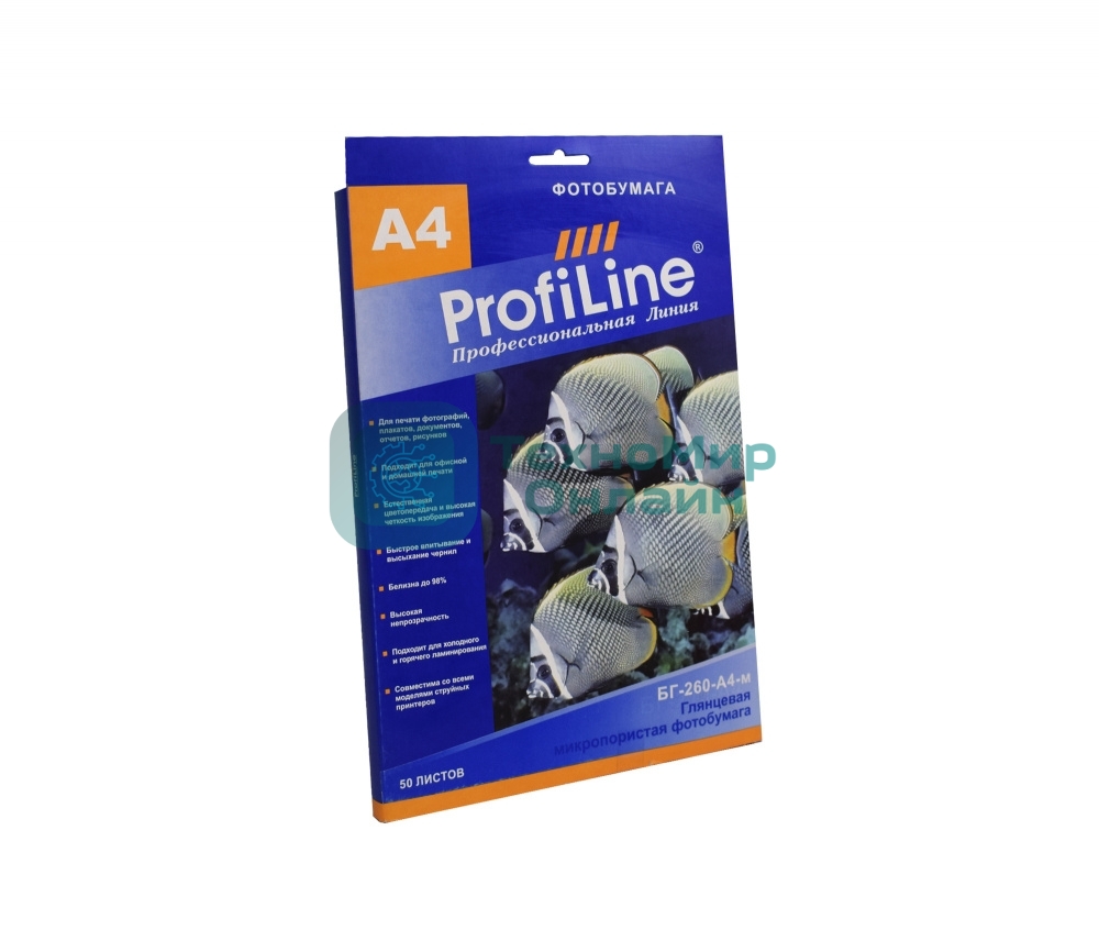 БГ-260-А4-м-50 Фотобумага микропористая глянцевая ProfiLine 260 г/м2, А4, 50 л, 5760 dpi (Mi)