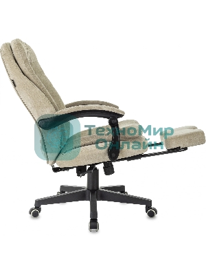 Кресло руководителя Бюрократ T-9950MSG-F Fabric песочный Light-21, крестов. пластик, подст. для ног