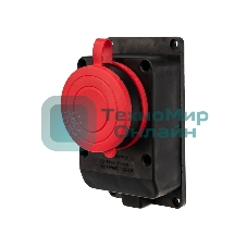 Розетка Rexant влагозащищенная настенная с крышкой, 3Р+РЕ, 32 А IP44 черная каучук