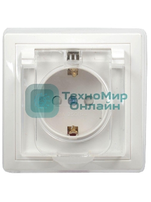 Розетка 1-м СП Кварта 16А РСбш10-3-ККБ-44 с защ. крышкой защ. шторки с заземл. керамика IP44 белый IEK ERK70-K01-10-DM-44