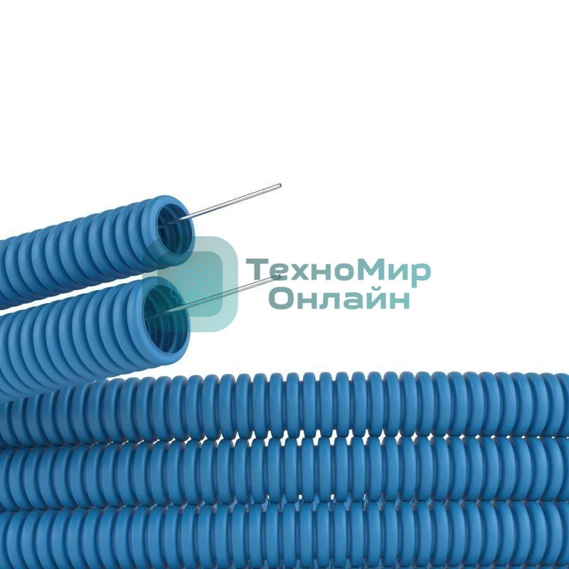 Труба гофрированная ППЛ d16 мм легкая с протяж. син. (уп.100 м) ДКС 11916