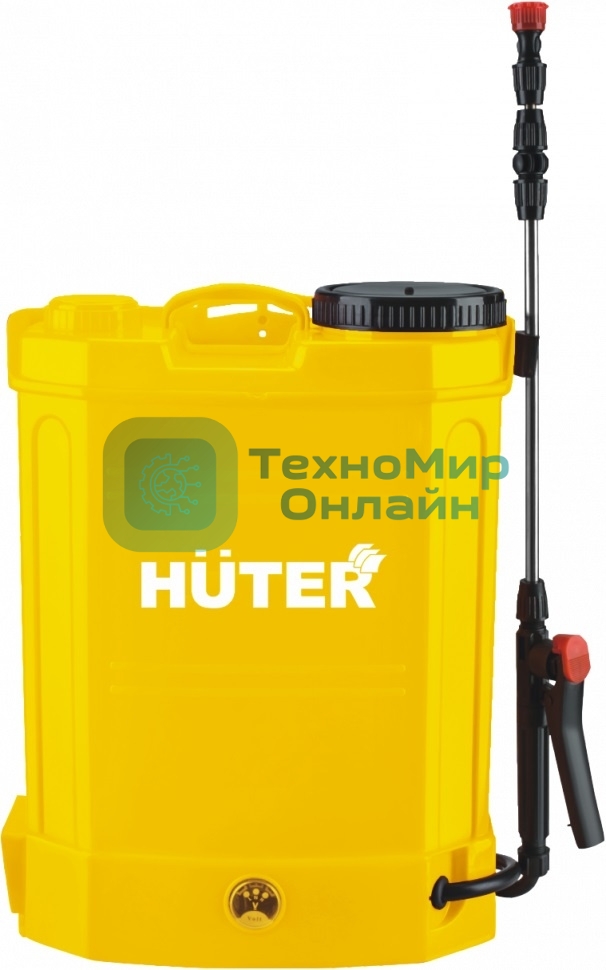 Опрыскиватель аккумуляторный Huter SP-12AC, аккумуляторный, ранцевый, 12л, желтый/черный