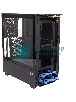 Компьютерный корпус Hiper PB81 черный без БП ATX 3x120мм 2xUSB2.0 2xUSB3.0 audio bott PSU