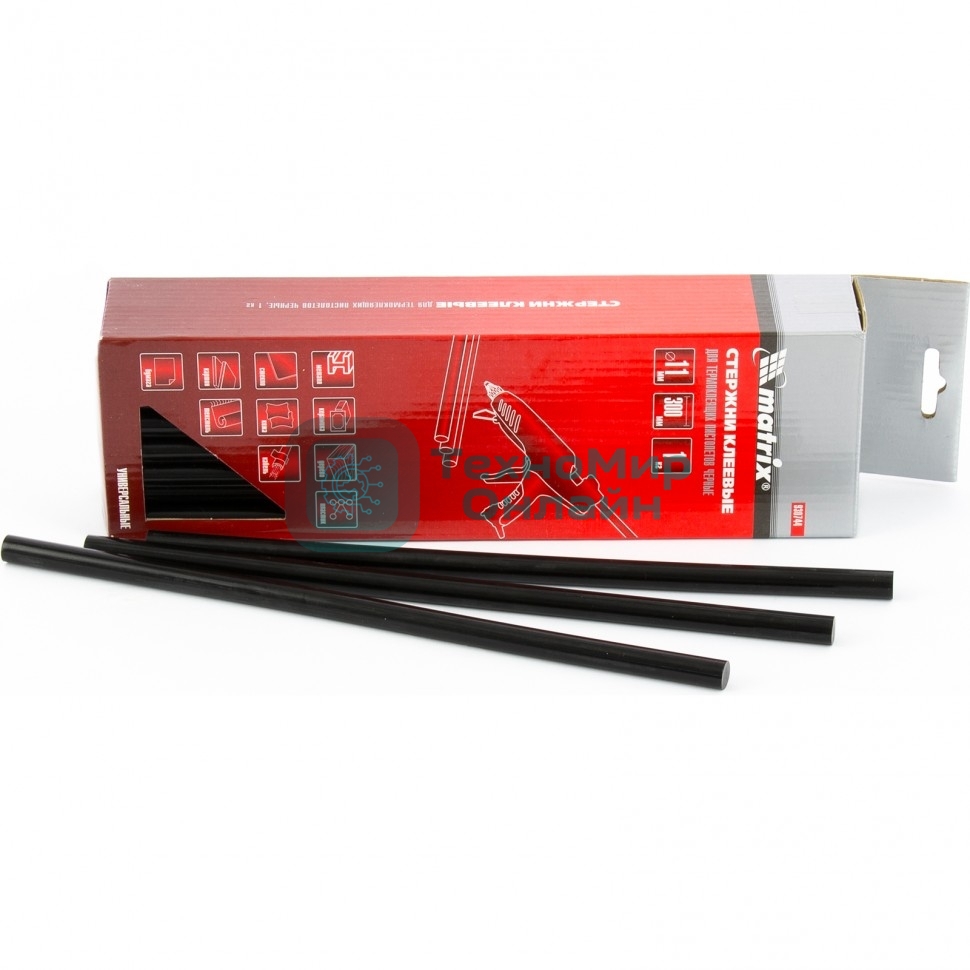 Стержни клеевые Matrix, 11 мм, L-300 мм, 34 шт, черный