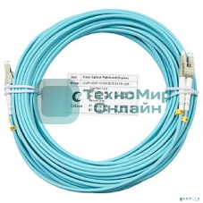 Шнур оптический Cabeus Tight Buffer, Duplex LC/LC, OM3 50/125, LSZH, 10м, d= 3мм, серый хвостовик, аква