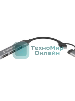Разветвитель USB3.0/2.0 Gembird UHB-C204, USB3.0, 3xUSB2.0, кабель Type-C+USB 10 см, алюминий, пакет