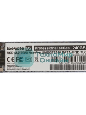 Накопитель SSD ExeGate NextPro UV500TS240, 240Gb, M.2 2280, SATA III, R/W 561/500