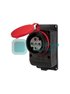 Розетка Rexant влагозащищенная настенная с крышкой, 3Р+РЕ, 32 А IP44 черная каучук