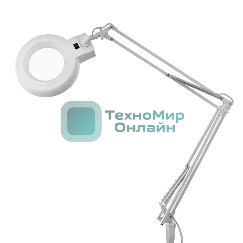 Лупа на струбцине Rexant, круглая, 5D, с подсветкой, белая