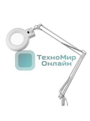 Лупа на струбцине Rexant, круглая, 5D, с подсветкой, белая