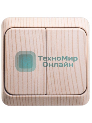 Выключатель 2-кл. ОП Этюд Дача 10А IP20 с индик. сосна SchE BA10-006D