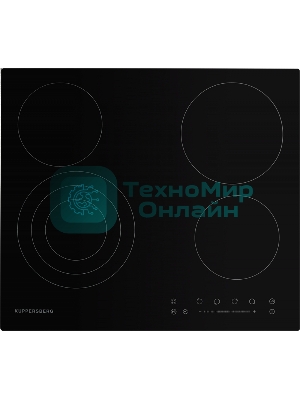 Электрическая варочная панель Kuppersberg ECS 603/ширина 60 см, 4 зоны ускоренного нагрева HI-Light, 1 зона с тройным расширением, сенсорное управление + слайдер, 5 цифровых дисплев, 9 уровней мощности, автоотключение, защита от детей, индикаторы остаточного тепла, таймер, Stop & Go, черный/прямой край