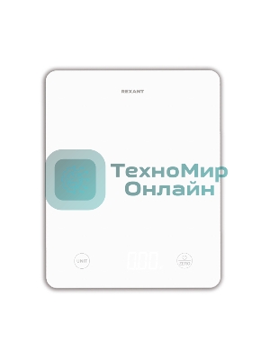 Весы кухонные Rexant 72-1008 белые/прямоугольные/стекло/до 5 кг