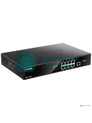 Коммутатор D-Link DGS-1010MP/A1A, L2 Unmanaged Switch with 9 10/100/1000Base-T portsand 1 1000Base-X SFPports(8 PoE ports 802.3af/802.3at (30 W), PoE Budget 125 W)
