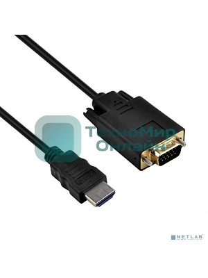 Кабель-адаптер ORIENT C702, HDMI M --> VGA 15M, 1.8 м, черный