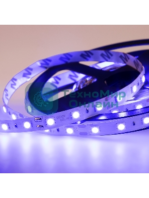 Лента светодиодная открытая, 10 мм, IP23, SMD 5050, 60 LED/m, 12 V, цвет свечения синий