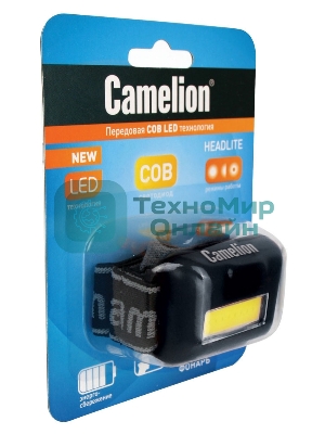 Фонарь налобный Camelion LED5355 черный 1Вт лам.:светодиодный AAAx3 (13748)