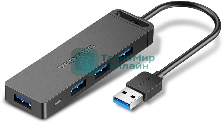 USB-концентратор Vention OTG USB 3.0 на 4 порта черный 1м.