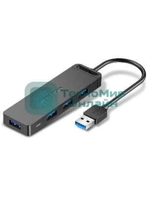 USB-концентратор Vention OTG USB 3.0 на 4 порта черный 1м.