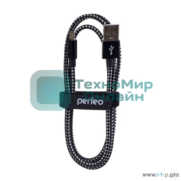 Кабель PERFEO USB2.0 A вилка - Micro USB вилка, черно-белый, 3 м (U4802)