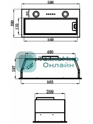 Вытяжка встраиваемая Maunfeld Thames 601M черный, 60 см, 520 куб. м/ч, 45 дБ