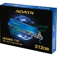Накопитель SSD ADATA LEGEND 710, 512Gb, PCIe 3.0 x4, M.2 2280, NVMe, R/W 2400/1600, с радиатором