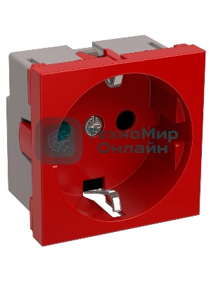 Розетка 1-м Праймер 2мод. 45х45 РКС-20-32-П-К с заземл. красн. IEK CKK-40D-RSZK2-K04-K