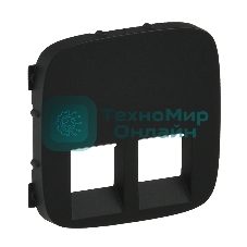 Лицевая панель розетки 2 гнезда, RJ11, RJ45, Антрацит