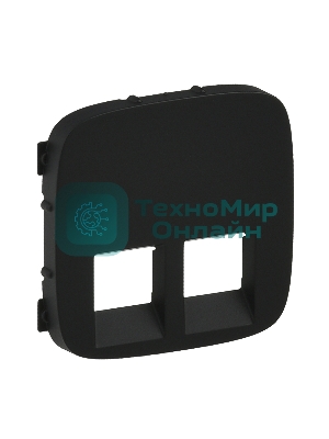 Лицевая панель розетки 2 гнезда, RJ11, RJ45, Антрацит
