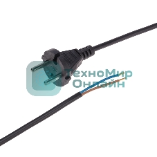 Шнур электрический с прямой вилкой 10А 2200Вт ПВС 2х0.75кв.мм 1.5м черн. Rexant 11-1305