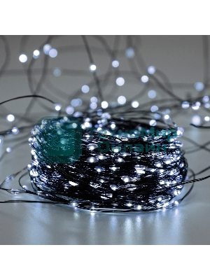 Гирлянда Роса с контроллером 50м, 500LED, IP20, 230В, зеленый провод, белое свечение 