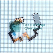 Кнопка HOME в сборе с механизмом и шлейфом для Samsung A320, синяя