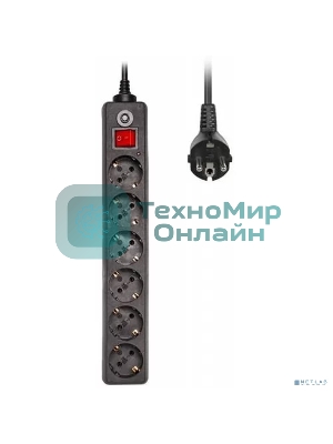Сетевой фильтр Buro 600SH-1.8-B 1.8 м, 6 розеток, черный, коробка