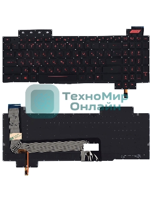 Клавиатура для ноутбука Asus FX503 черная с красной подсветкой