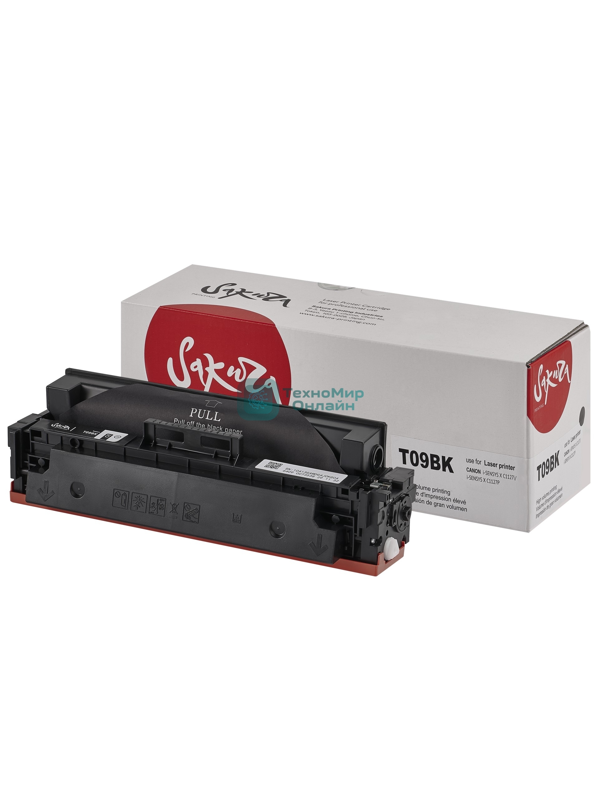 Картридж лазерный Sakura T09BK-ECO (3020C006) для Canon i-SENSYS C1127iF, C1127i, C1127P, черный, 7600 к. (чип без счетчика копий)