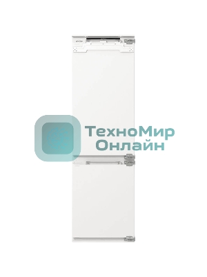 Встраиваемый холодильник Gorenje NRKI517E82WF, полезный объем 244 л, электронное управление, цифровой дисплей, автоматическое размораживание No Frost, быстрое замораживание, интенсивное охлаждение, зона свежести с контролем влажности, инверторный компрессор, энергоэффективность А+