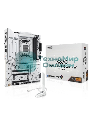 Материнская плата ASUS X870 MAX GAMING WIFI7 W, AM5, AMD X870, 4xDDR5, 4xSATA, 3xM.2, 1xPCIe 5.0 x16, 2xPCIe 4.0 x16, 1xPCIe 3.0 x16, 1xHDMI, 2xUSB Type-C (Display), 1x2.5Gb LAN, Wi-Fi 7, Bluetooth 5.4, 2xUSB-C 40Gbps, 1xUSB-A 10Gbps, 3xUSB-A 5Gbps, 4xUSB-A 2.0, 3x3.5 мм, 7.1, ATX