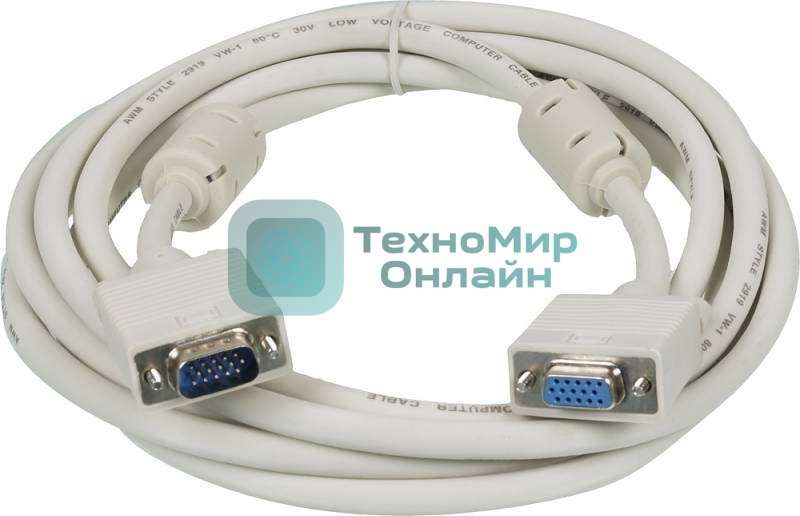 Кабель-удлинитель SVGA Ningbo VGA HD15 (m)/VGA HD15 (f) 3м феррит.кольца
