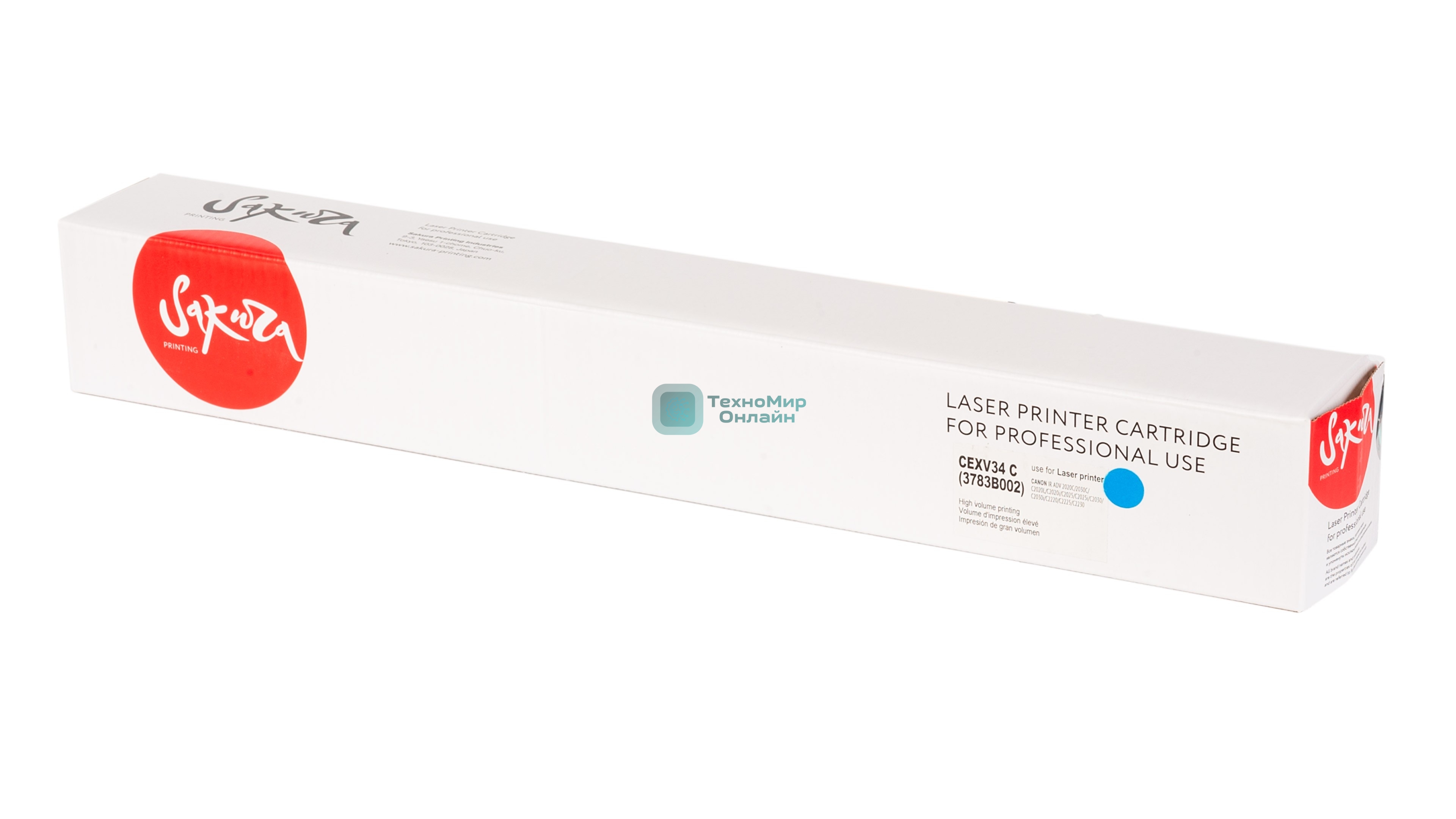 Тонер-туба Sakura CEXV34C для Canon, синий, 19000 к.