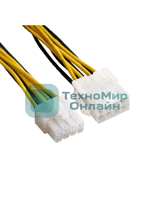 Удлинитель кабеля питания материнской платы +12V ExeGate EX-EXT-8M8F-0.5 (8pin EPS12V M/8pin EPS12V F, 0,5м)
